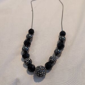Elegant Black and Silver Beaded Necklace